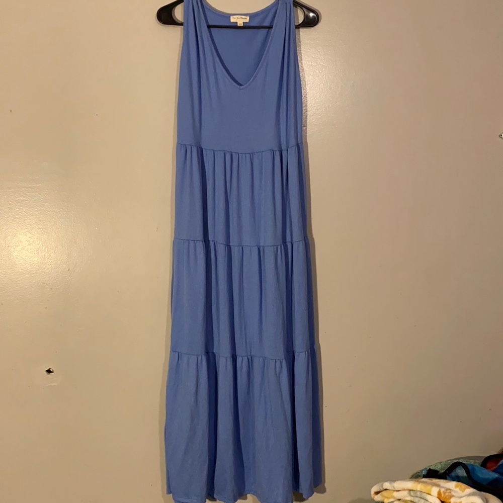 Blue ankle length dress size Large never worn